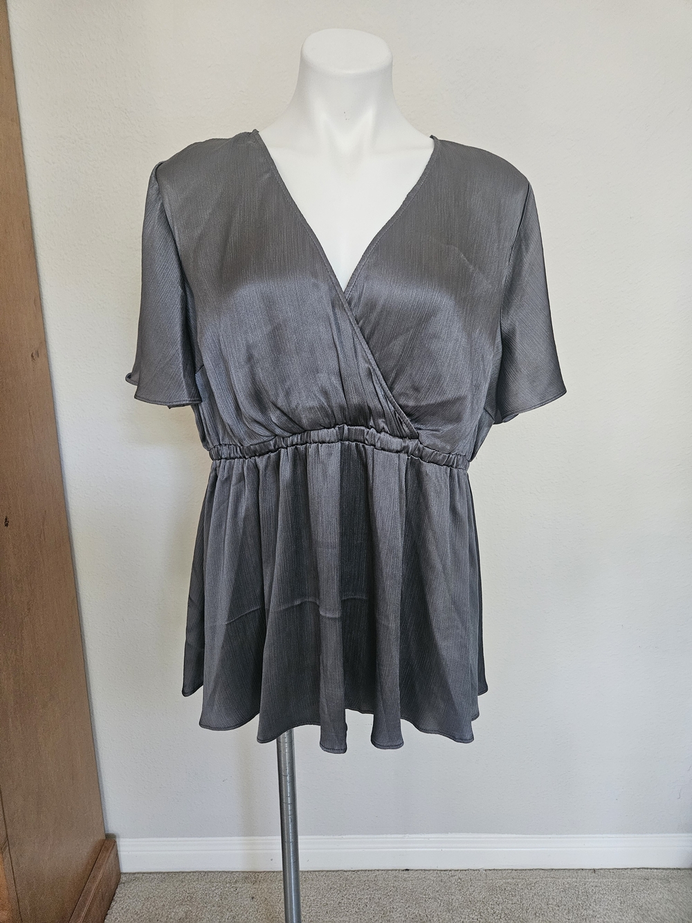 Torrid Gray Wrap Peplum Top